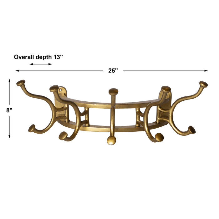Uttermost 04214 Wall Mounted Coat Rack, Antique Brass