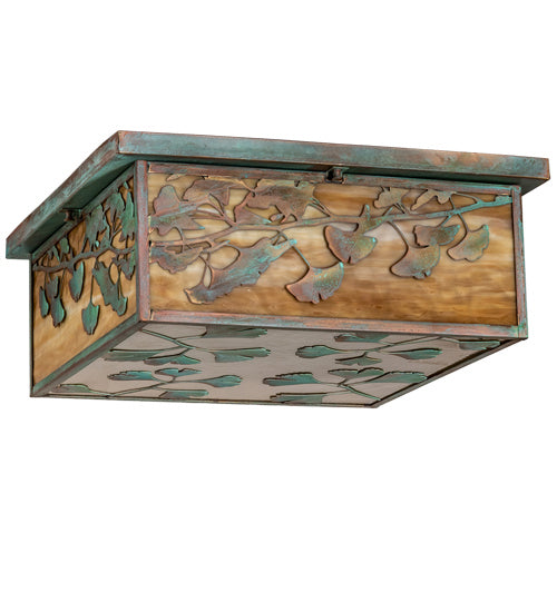 Meyda Tiffany 220112 Six Light Flushmount, Verdi Brass