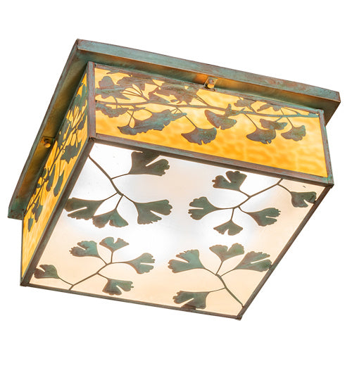Meyda Tiffany 220112 Six Light Flushmount, Verdi Brass