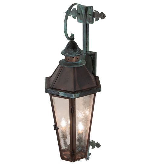 Meyda Tiffany 220248 Three Light Wall Sconce, Vintage Copper And Craftsman Verdi