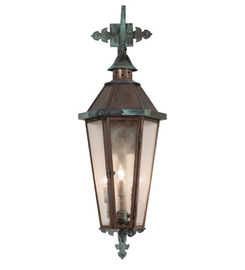 Meyda Tiffany 220248 Three Light Wall Sconce, Vintage Copper And Craftsman Verdi