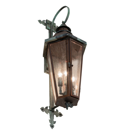 Meyda Tiffany 220248 Three Light Wall Sconce, Vintage Copper And Craftsman Verdi