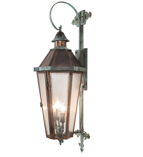 Meyda Tiffany 220248 Three Light Wall Sconce, Vintage Copper And Craftsman Verdi