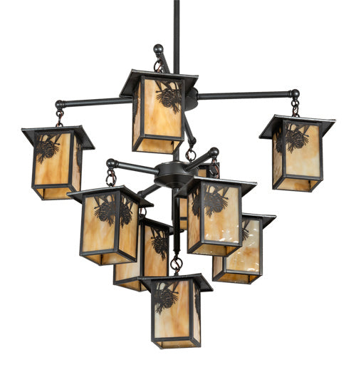 Meyda Tiffany 220873 Nine Light Chandelier, Craftsman Brown