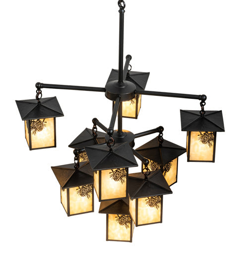 Meyda Tiffany 220873 Nine Light Chandelier, Craftsman Brown