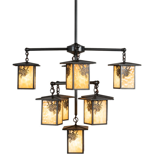 Meyda Tiffany 220873 Nine Light Chandelier, Craftsman Brown