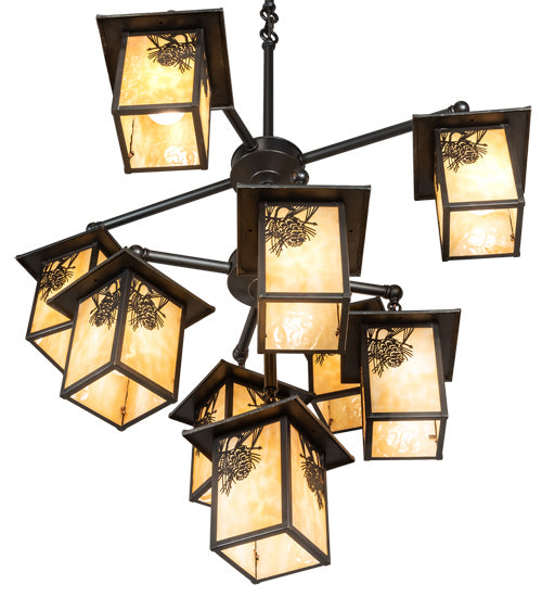 Meyda Tiffany 220873 Nine Light Chandelier, Craftsman Brown