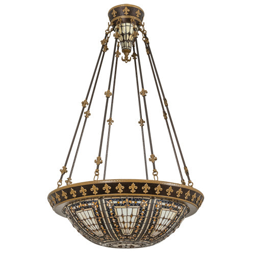 Meyda Tiffany 221467 Six Light Semi-Flushmount, Copper Vein And Nu Gold