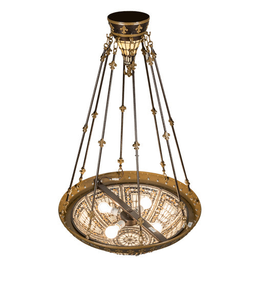 Meyda Tiffany 221467 Six Light Semi-Flushmount, Copper Vein And Nu Gold