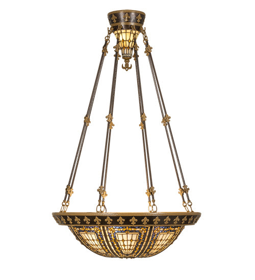 Meyda Tiffany 221467 Six Light Semi-Flushmount, Copper Vein And Nu Gold