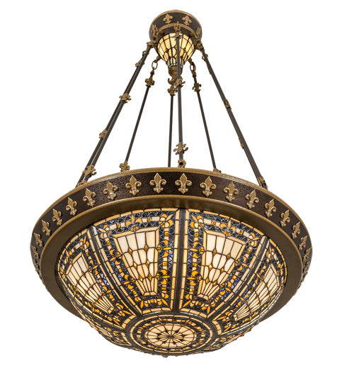 Meyda Tiffany 221467 Six Light Semi-Flushmount, Copper Vein And Nu Gold