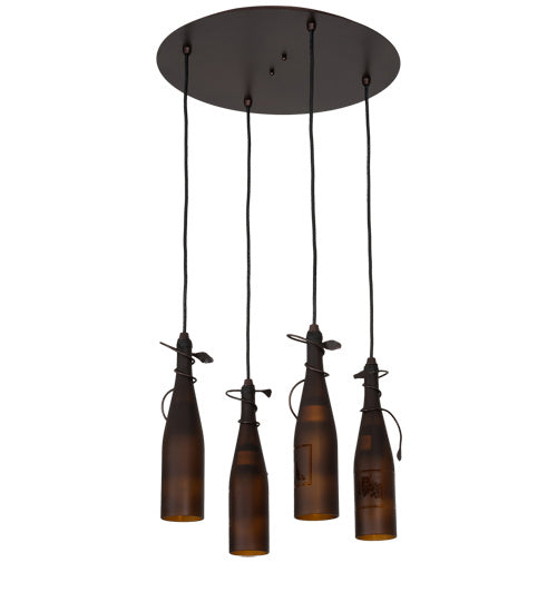 Meyda Tiffany 221919 Four Light Pendant, Mahogany Bronze