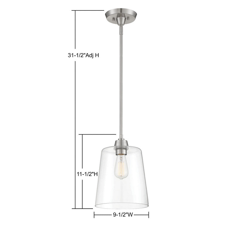 Meridian M70081BN One Light Pendant, Brushed Nickel