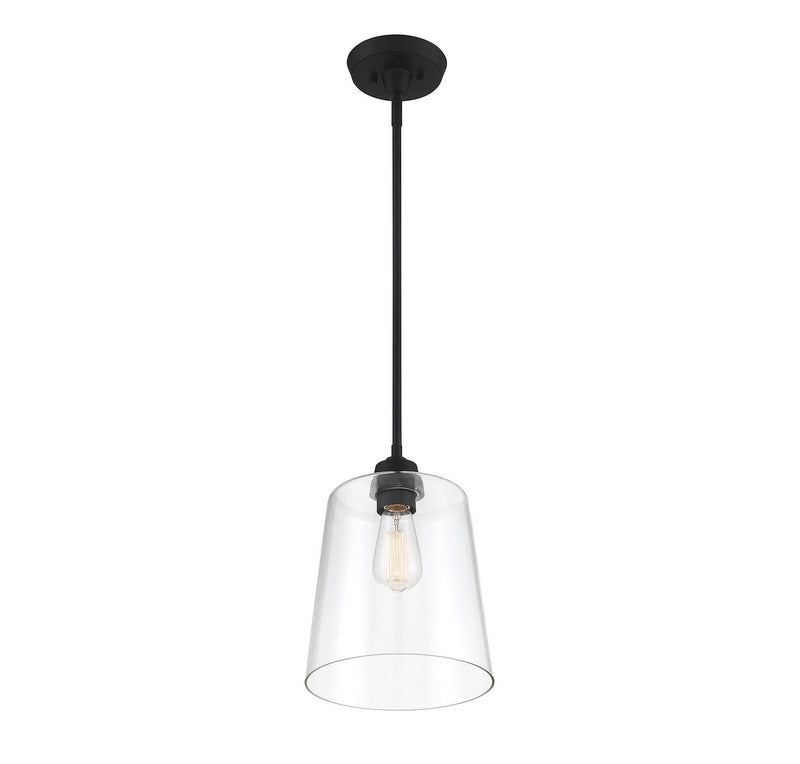 Meridian M70081MBK One Light Pendant, Matte Black