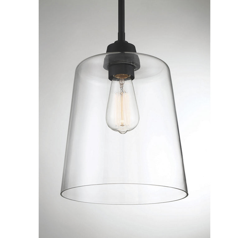 Meridian M70081MBK One Light Pendant, Matte Black