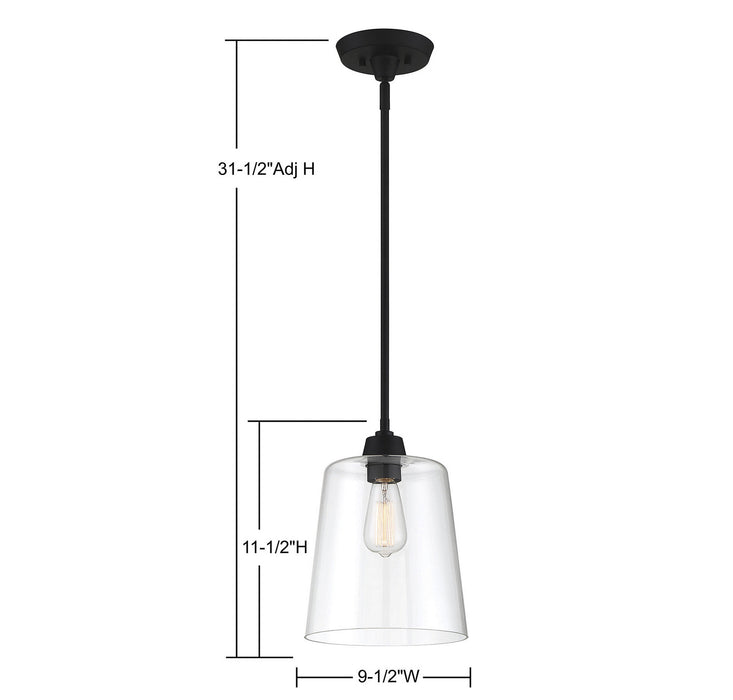 Meridian M70081MBK One Light Pendant, Matte Black