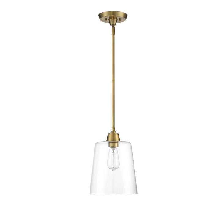 Meridian M70081NB One Light Pendant, Natural Brass