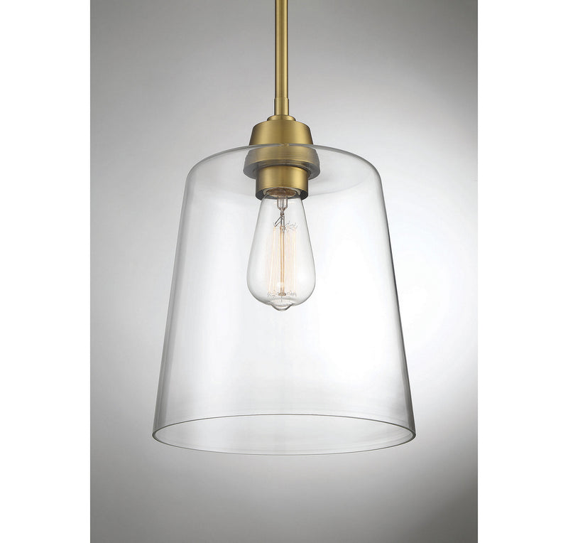 Meridian M70081NB One Light Pendant, Natural Brass