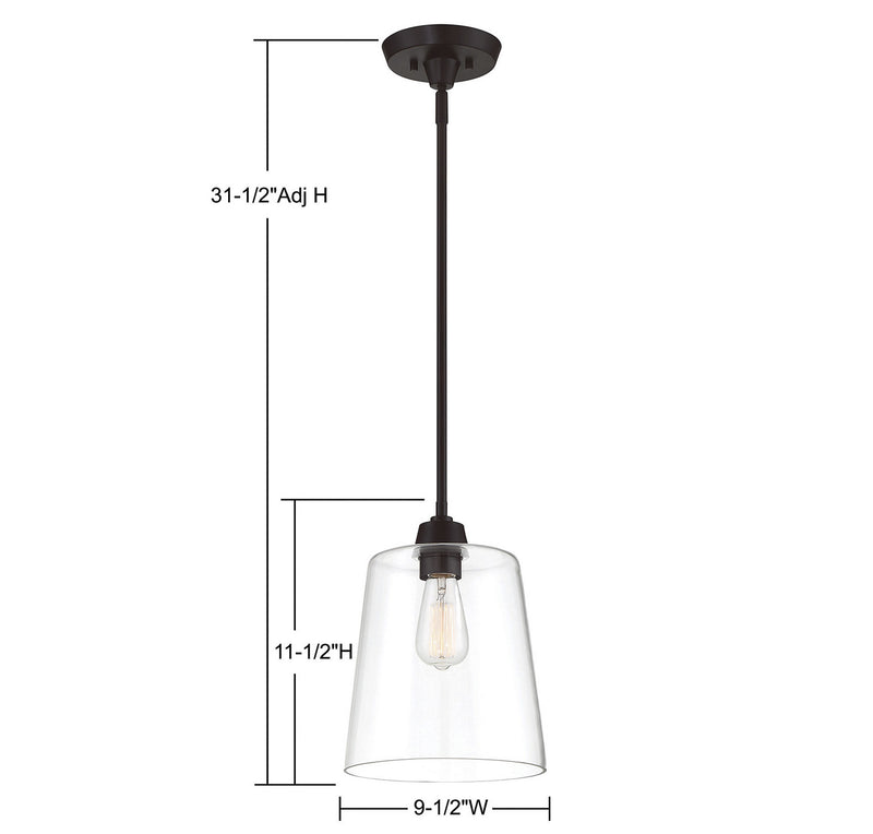 Meridian M70081ORB One Light Pendant, Oil Rubbed Bronze