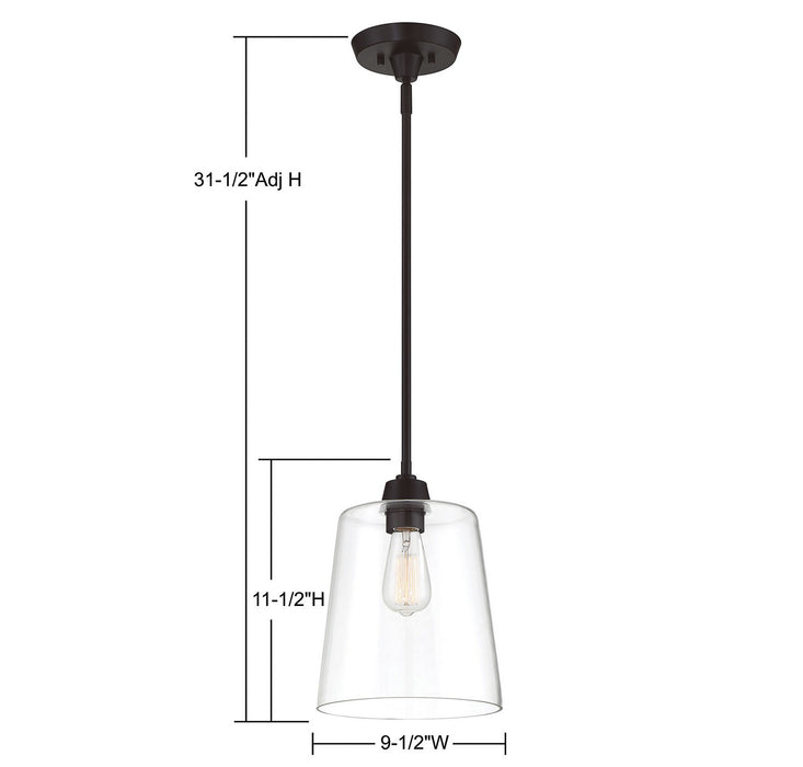 Meridian M70081ORB One Light Pendant, Oil Rubbed Bronze