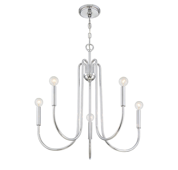 Meridian M10066CH Five Light Chandelier, Chrome