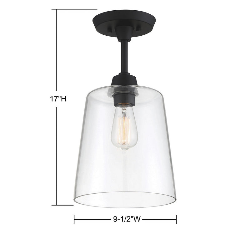 Meridian M60010MBK One Light Semi-Flush Mount, Matte Black