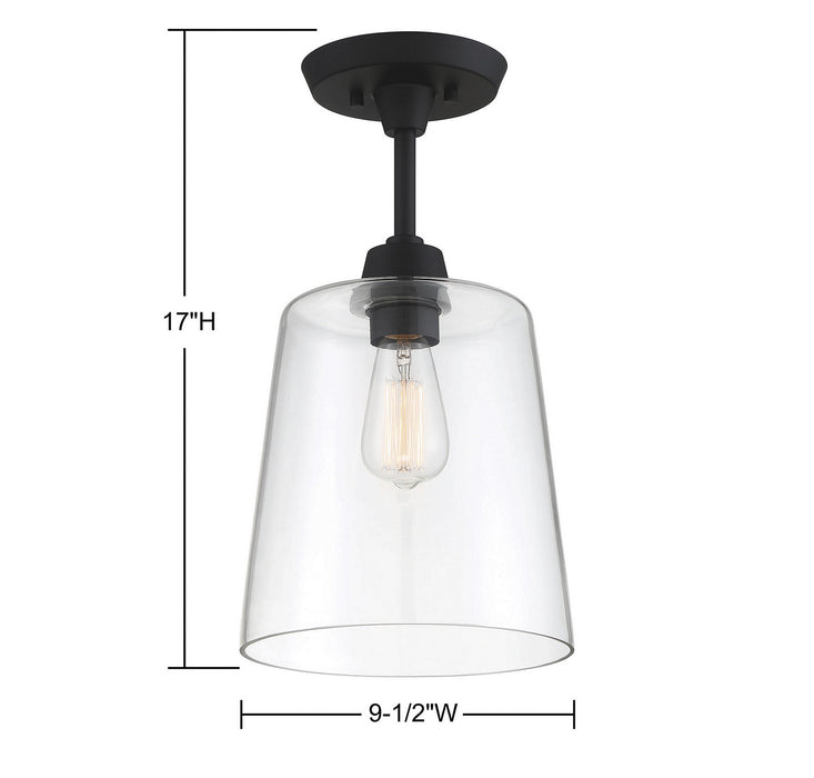Meridian M60010MBK One Light Semi-Flush Mount, Matte Black