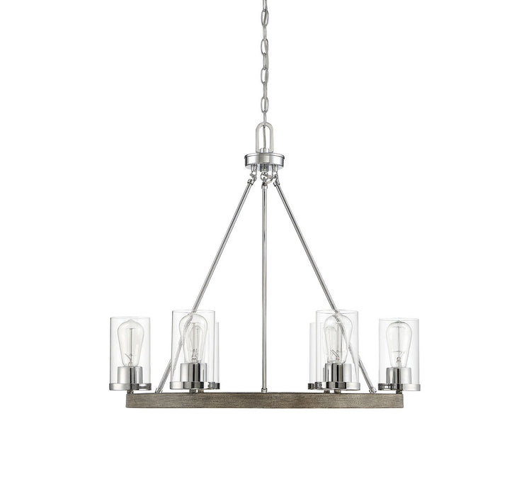 Meridian M10070GWCH Five Light Chandelier, Greywood Chrome