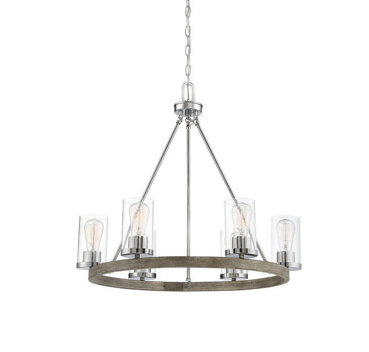 Meridian M10070GWCH Five Light Chandelier, Greywood Chrome
