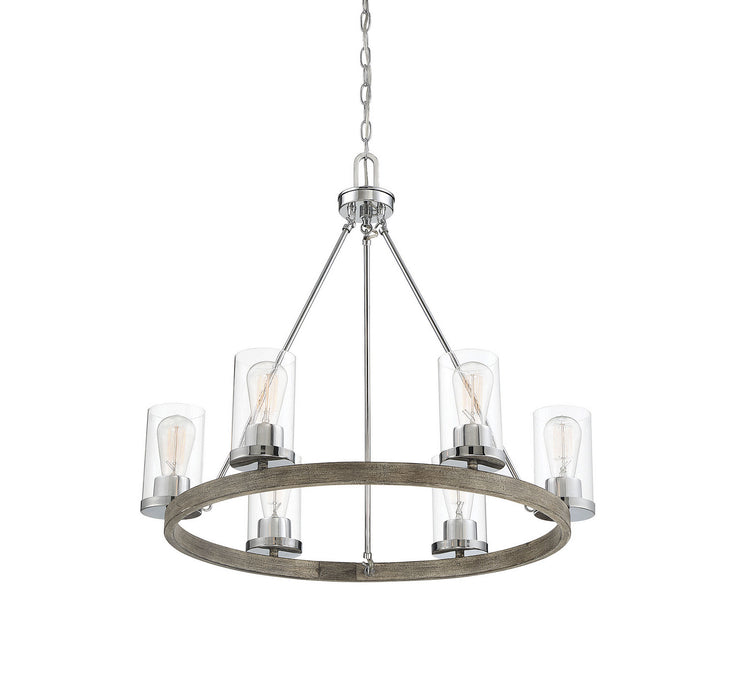 Meridian M10070GWCH Five Light Chandelier, Greywood Chrome
