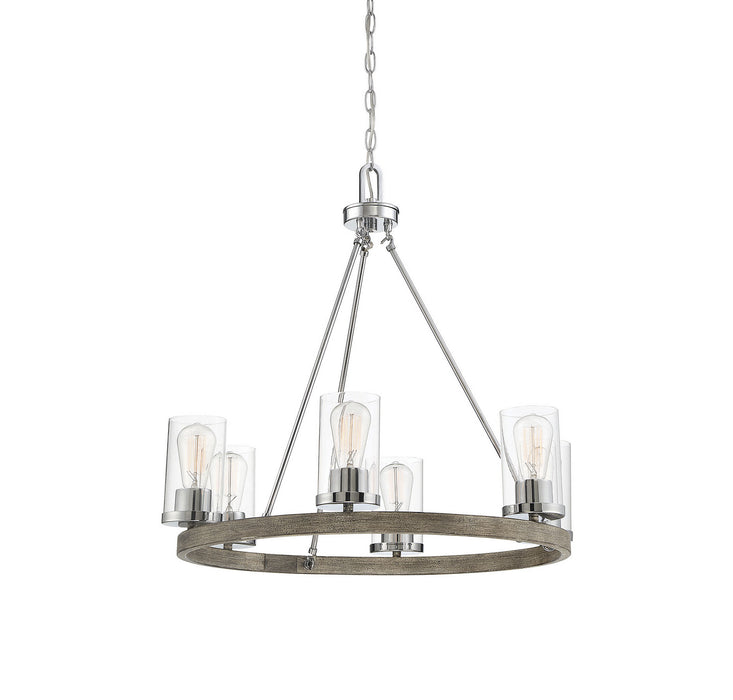 Meridian M10070GWCH Five Light Chandelier, Greywood Chrome