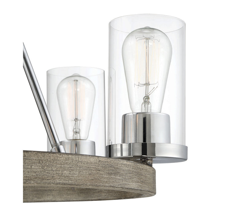 Meridian M10070GWCH Five Light Chandelier, Greywood Chrome