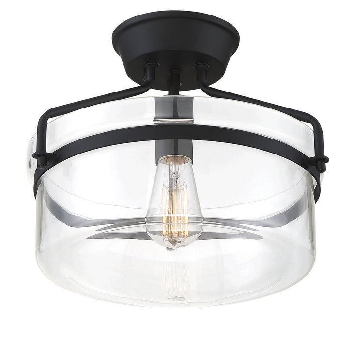 Meridian M60011MBK One Light Semi-Flush Mount, Matte Black