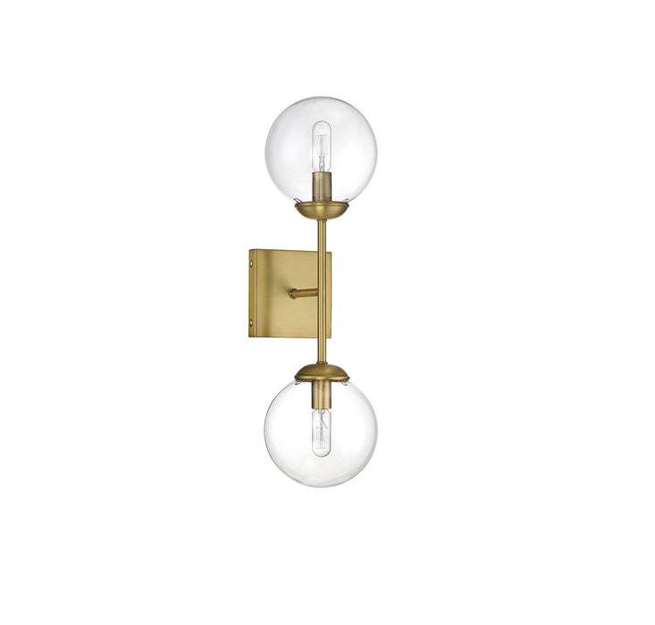 Meridian M90001NB Two Light Wall Sconce, Natural Brass