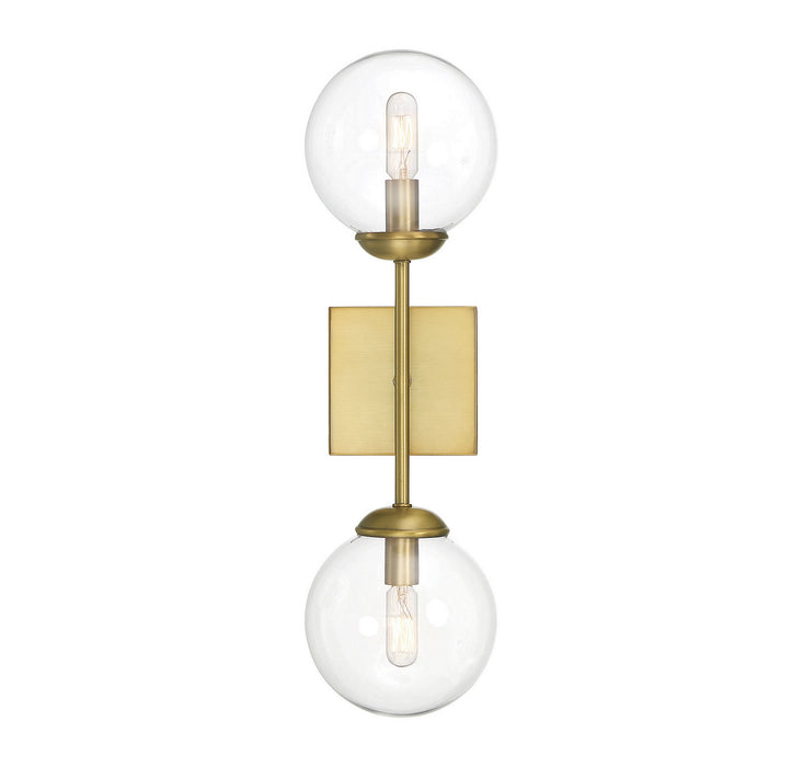 Meridian M90001NB Two Light Wall Sconce, Natural Brass