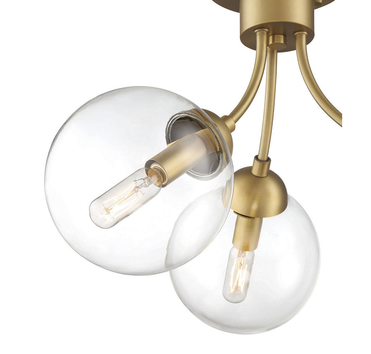 Meridian M60060NB Three Light Semi-Flush Mount, Natural Brass