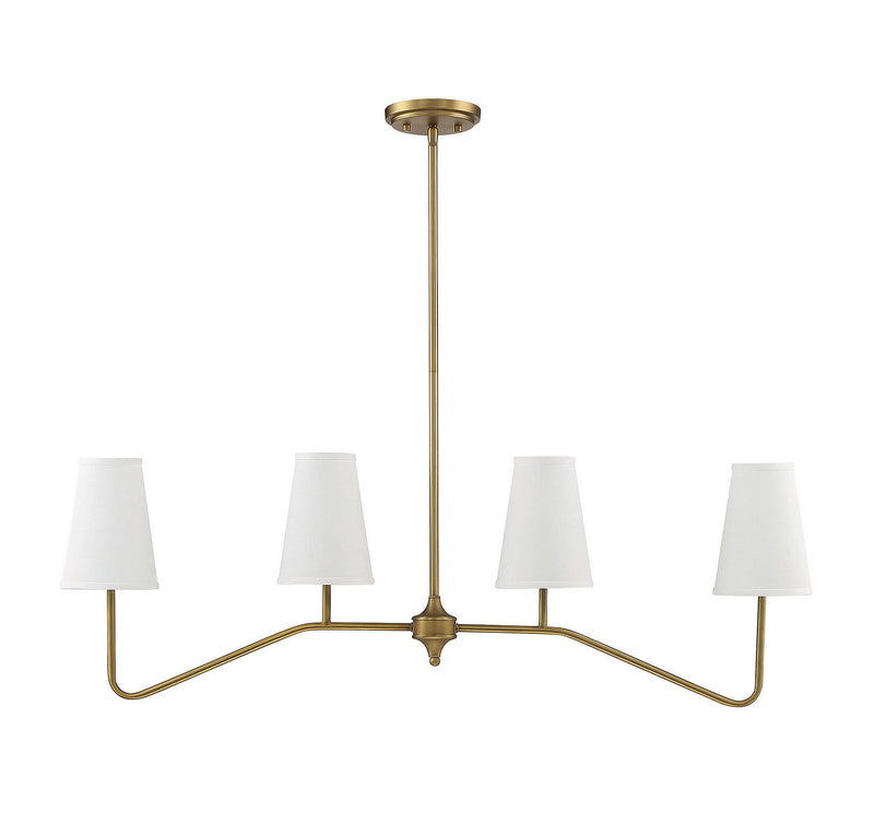 Meridian M10078NB Four Light Chandelier, Natural Brass