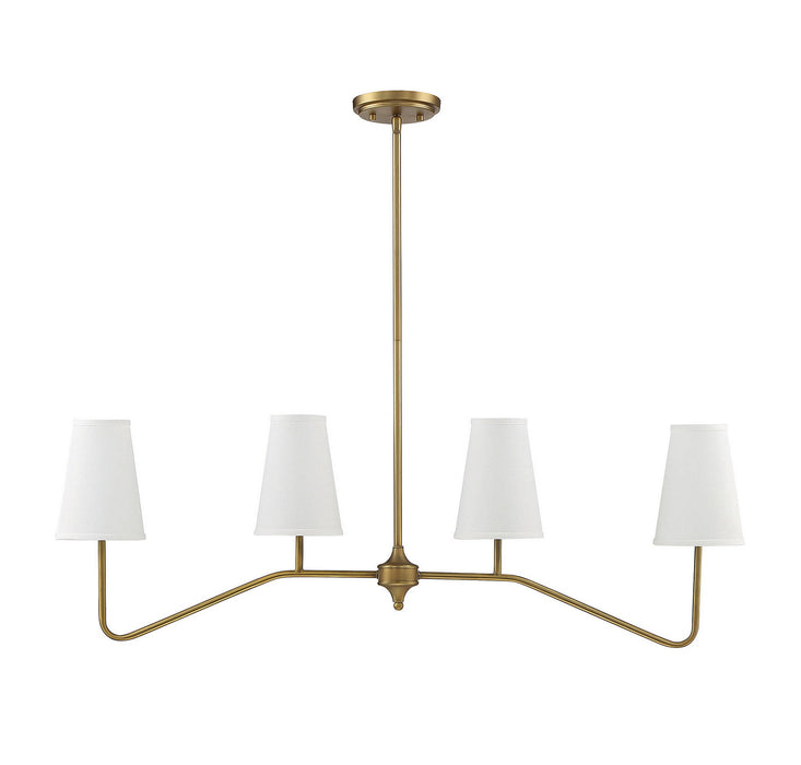 Meridian M10078NB Four Light Chandelier, Natural Brass
