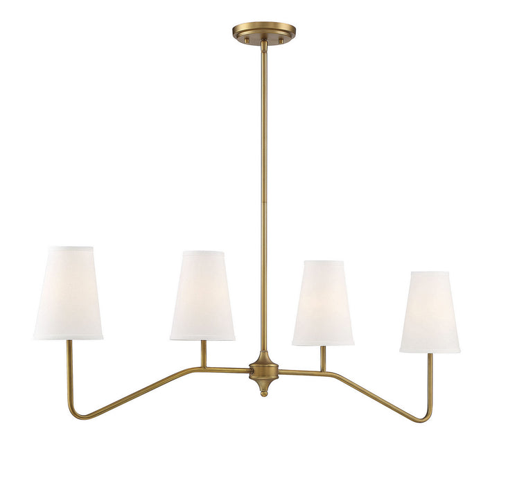 Meridian M10078NB Four Light Chandelier, Natural Brass