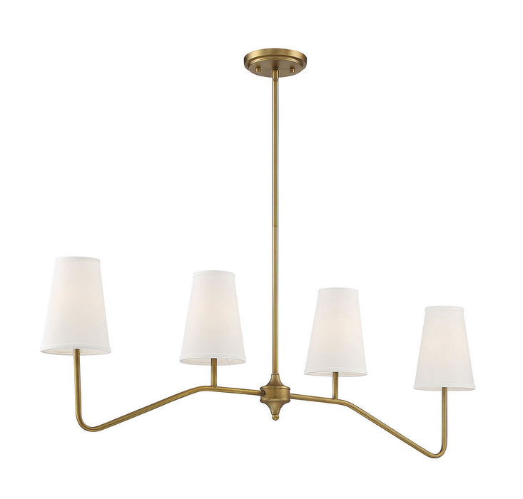 Meridian M10078NB Four Light Chandelier, Natural Brass