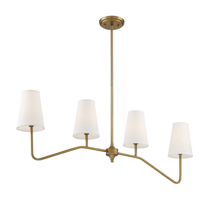 Meridian M10078NB Four Light Chandelier, Natural Brass