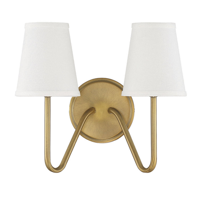 Meridian M90055NB Two Light Wall Sconce, Natural Brass