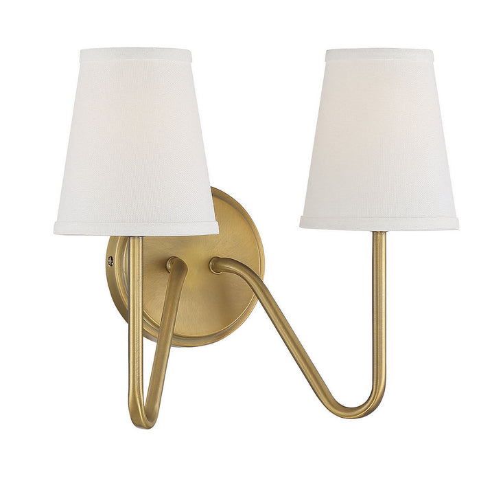 Meridian M90055NB Two Light Wall Sconce, Natural Brass