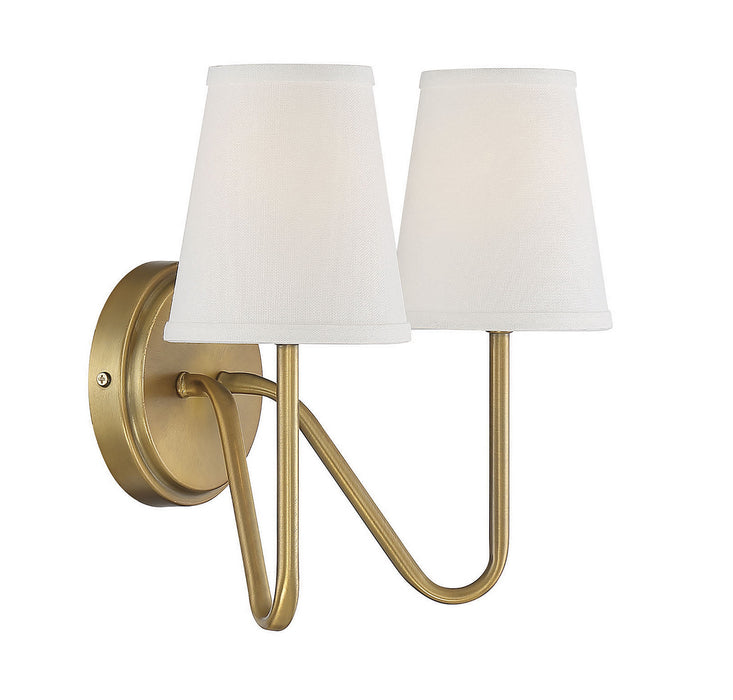 Meridian M90055NB Two Light Wall Sconce, Natural Brass