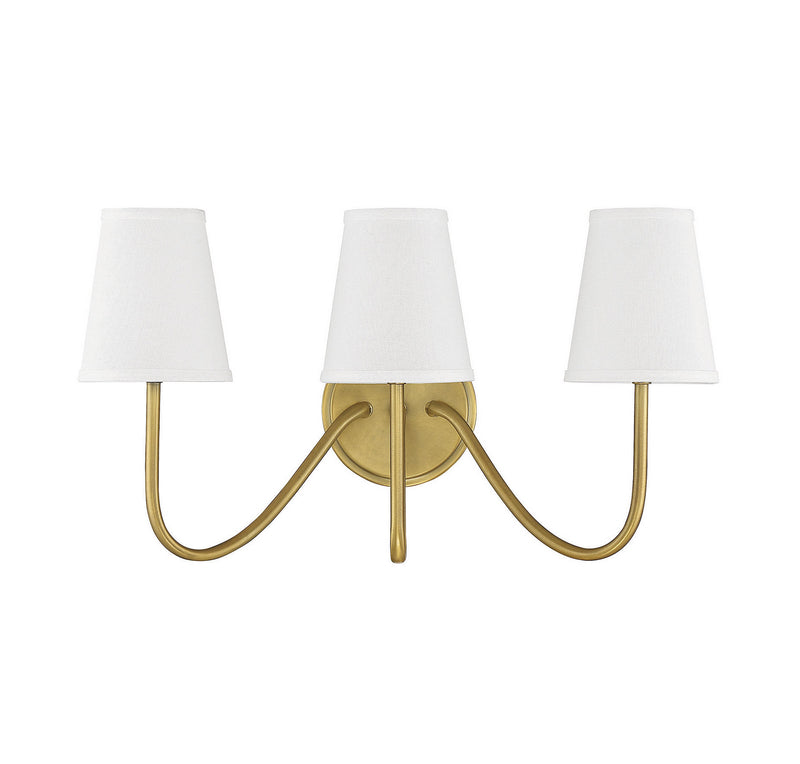 Meridian M90056NB Three Light Wall Sconce, Natural Brass