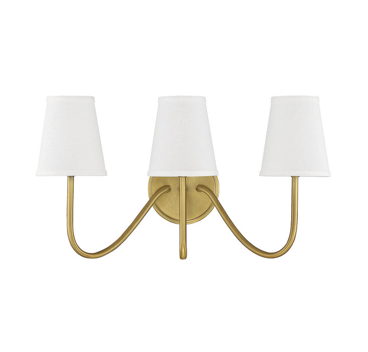 Meridian M90056NB Three Light Wall Sconce, Natural Brass