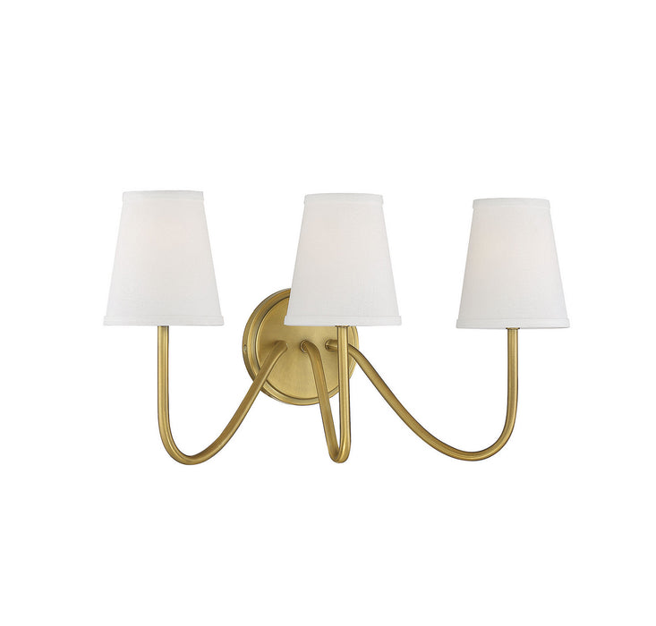 Meridian M90056NB Three Light Wall Sconce, Natural Brass