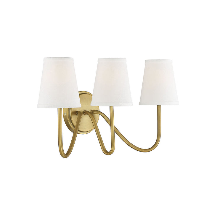 Meridian M90056NB Three Light Wall Sconce, Natural Brass
