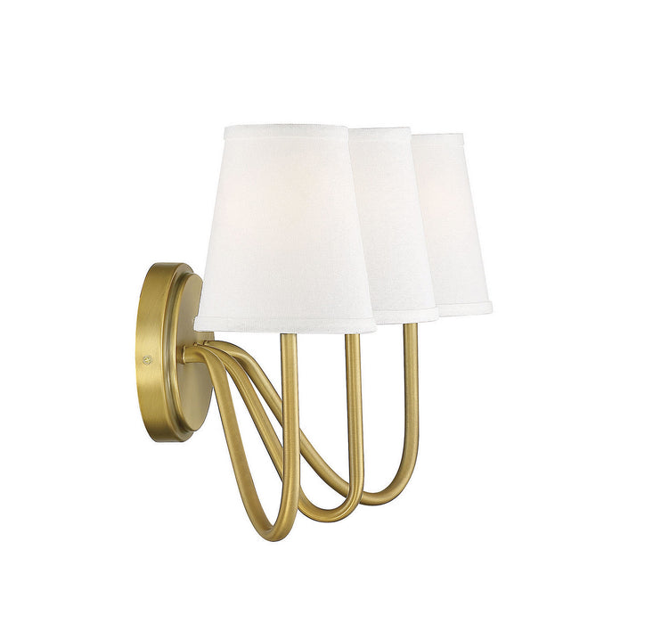 Meridian M90056NB Three Light Wall Sconce, Natural Brass