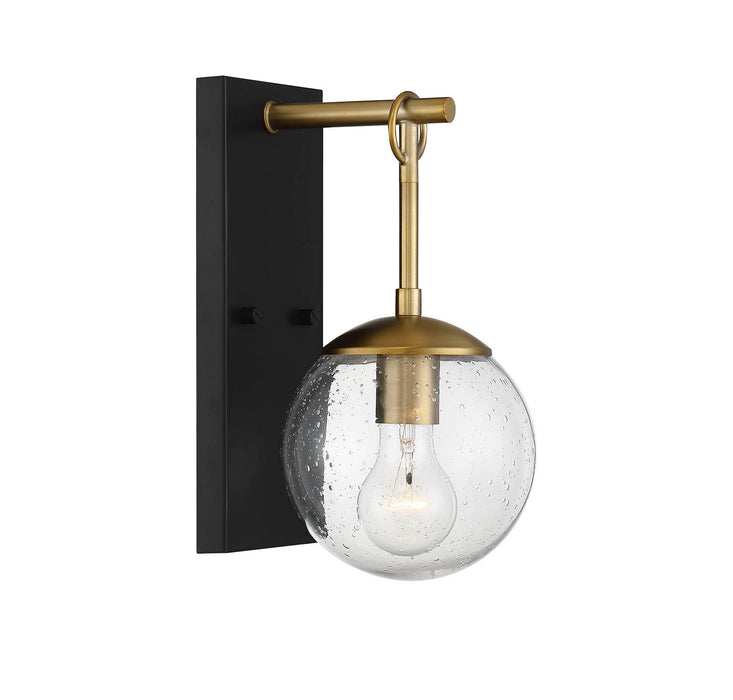 Meridian M50029ORBNB One Light Outdoor Wall Sconce, Oil Rubbed Bronze with Natural Brass